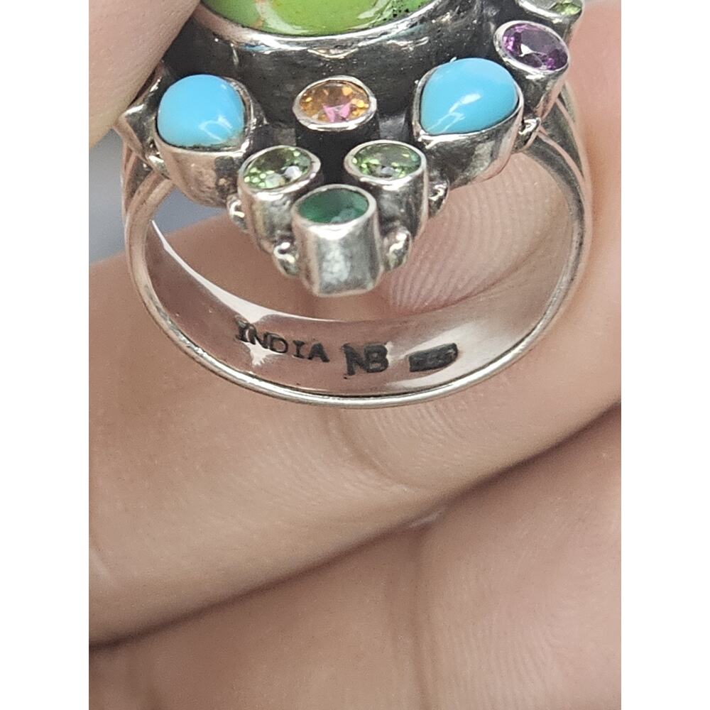 Nicky Butler Limited Edition Sterling & Multi-gemstone Statement Ring Size 10 - Picture 7 of 11